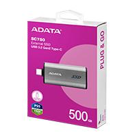 Esta es la imagen de unidad de estado solido externo 500gb adata sc750 portatil usb tipo c negro windows mac linux android ps4/5 xbox series x s sc750-500g-ccbk